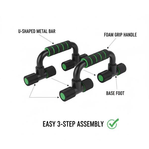 Ergonomic Non-Slip Push-Up Bars – Heavy Duty Strength Training Stands with Foam Grip